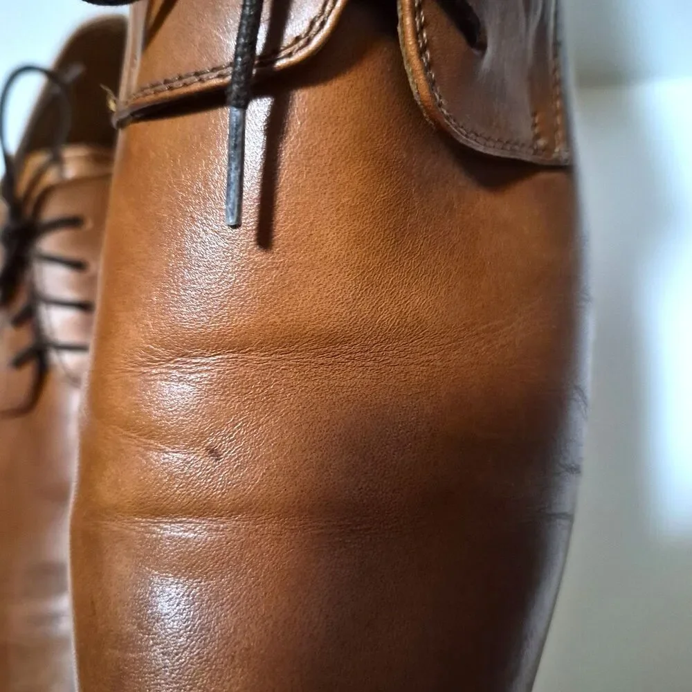 ALDO Men's Tan Brown Leather Lace Up Dress Shoes Square Toe Size 13